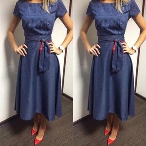 Summer Short Sleeve Polka-Dot Dress